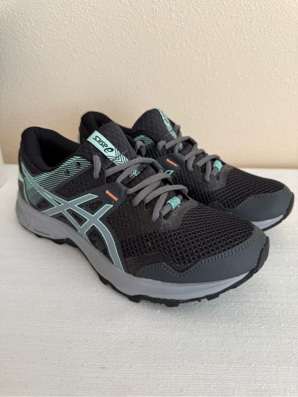 Asics Black and Mint Women’s Athletic Running Shoes
